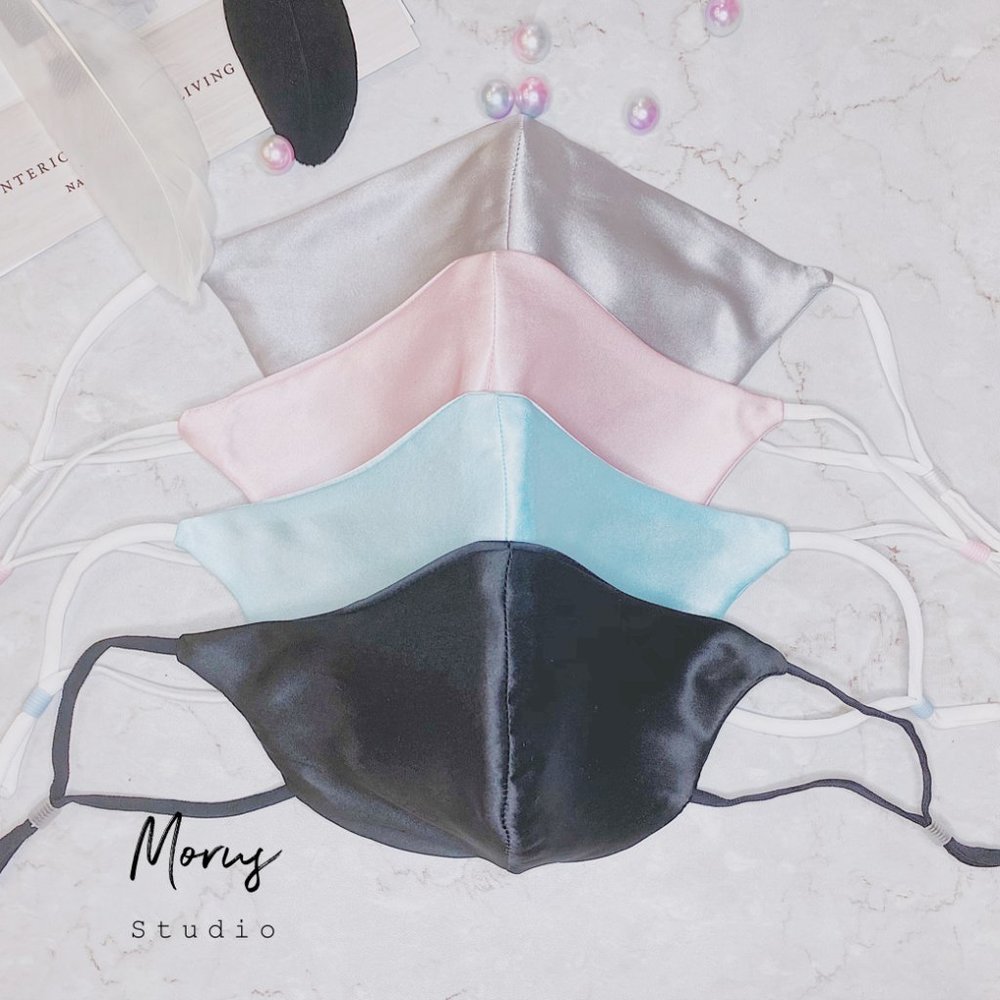 100% Mulberry Silk Face Mask, Washable, Blue - Picture 12 of 12